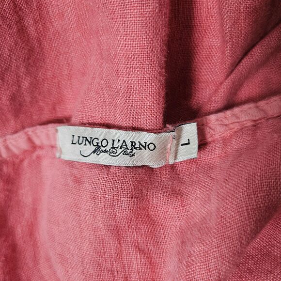 Lungo L’Arno Sleeveless Coral Pink Linen Dress Italy Boho Size‎ Large - Picture 5 of 6